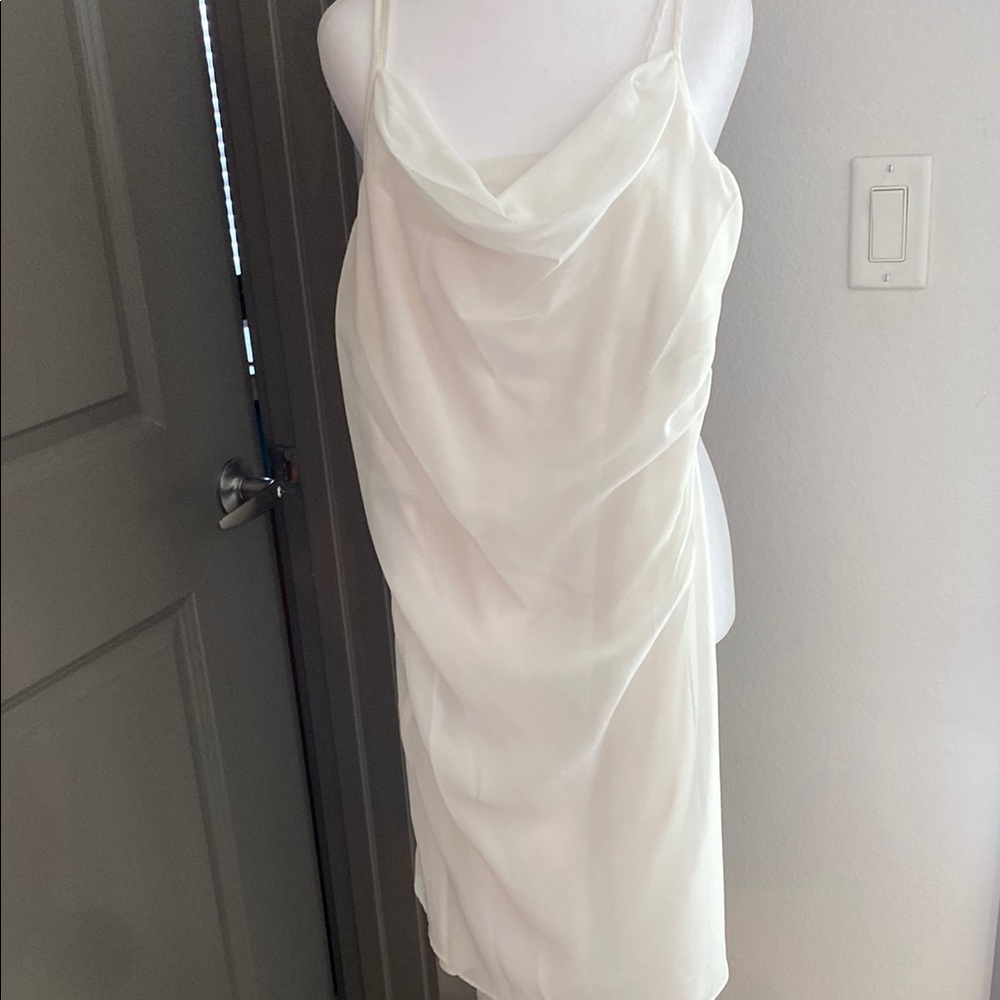 Elegant White Draped Dress